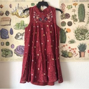 Miami Red Floral High Neck Sleeveless Dress Small